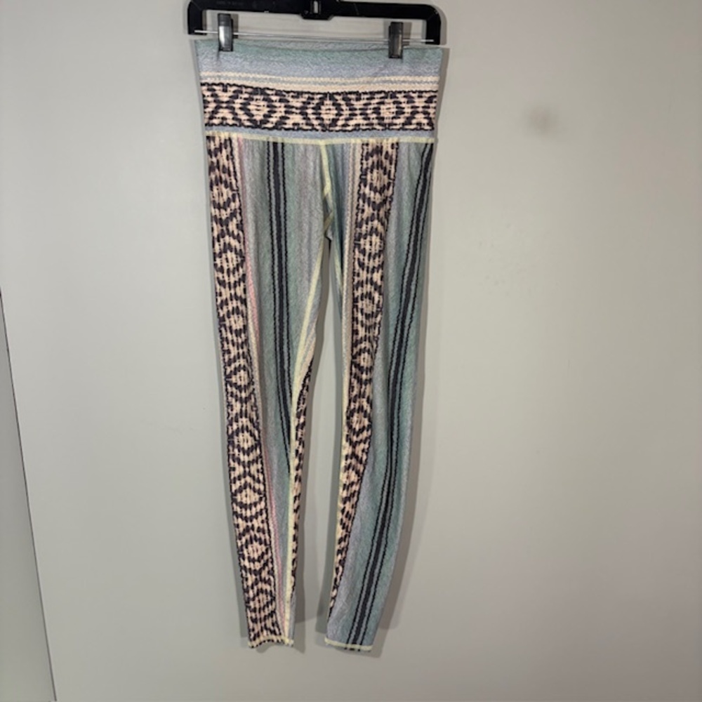 Teeki Leggings Womens S Multicolor Striped High Rise Ankle Yoga Pants USA